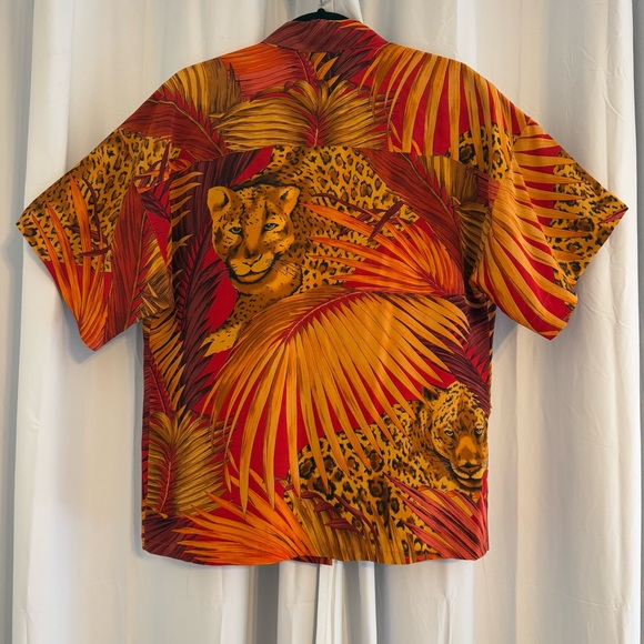 Vintage 100% Silk Jungle Leopard Print Camp Shirt Women’s 10 - Picture 3 of 6